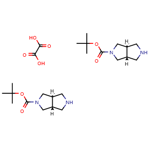 Chemical structure of tert-Butyl (3aR,6aR)-2,3,3a,4,6,6a-hexahydro-1H-pyrrolo[3,4-c]pyrrole-5-carboxylate hemi(oxalic acid) , CAS 2940869-28-1, AChemBlock AD284967