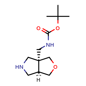 Chemical structure of tert-butyl N-[[cis-1,3,4,5,6,6a-hexahydrofuro[3,4-c]pyrrol-3a-yl]methyl]carbamate , CAS 250275-12-8, AChemBlock AD284970
