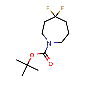 Chemical structure of tert-butyl 4,4-difluoroazepane-1-carboxylate , CAS 1187468-03-6, AChemBlock AD284971