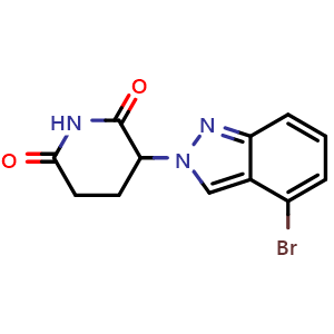 Chemical structure of 3-(4-bromo-2H-indazol-2-yl)piperidine-2,6-dione , CAS 2820500-89-6, AChemBlock AD284979