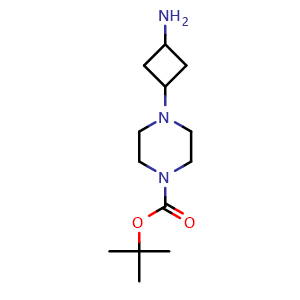 Chemical structure of tert-butyl 4-(3-aminocyclobutyl)piperazine-1-carboxylate , CAS 1783574-92-4, AChemBlock AD284981