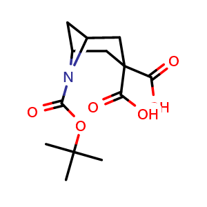 Chemical structure of 6-tert-butoxycarbonyl-6-azabicyclo[3.1.1]heptane-3,3-dicarboxylic acid , CAS 3050984-63-6, AChemBlock AD284985