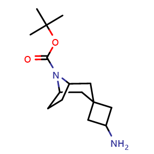 Chemical structure of tert-Butyl 3'-aminospiro[8-azabicyclo[3.2.1]octane-3,1'-cyclobutane]-8-carboxylate , CAS 2452221-83-7, AChemBlock AD284990