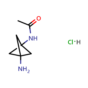 Chemical structure of N-(3-amino-1-bicyclo[1.1.1]pentanyl)acetamide hydrochloride , CAS 2361122-31-6, AChemBlock AD284993