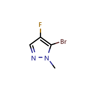 Chemical structure of 5-Bromo-4-fluoro-1-methyl-pyrazole , CAS 1935264-08-6, AChemBlock AD284995