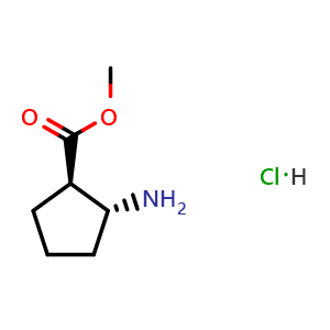 Chemical structure of Methyl trans-2-aminocyclopentanecarboxylate;hydrochloride , CAS 136237-67-7, AChemBlock AD284996