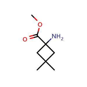 Chemical structure of Methyl 1-amino-3,3-dimethyl-cyclobutanecarboxylate , CAS 1895169-03-5, AChemBlock AD284997