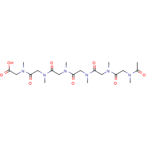 Chemical structure of 2-[[2-[[2-[[2-[[2-[[2-[acetyl(methyl)amino]acetyl]-methyl-amino]acetyl]-methyl-amino]acetyl]-methyl-amino]acetyl]-methyl-amino]acetyl]-methyl-amino]acetic acid , CAS 2313534-22-2, AChemBlock AD285002