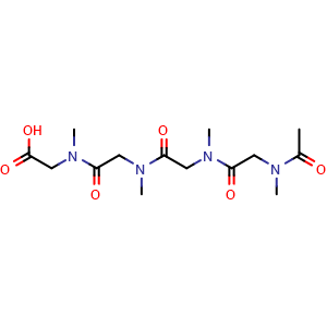 Chemical structure of 2-[[2-[[2-[[2-[acetyl(methyl)amino]acetyl]-methyl-amino]acetyl]-methyl-amino]acetyl]-methyl-amino]acetic acid , CAS 2857963-63-2, AChemBlock AD285003