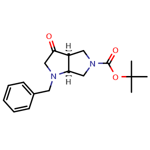 Chemical structure of tert-Butyl cis-1-benzyl-3-oxo-3a,4,6,6a-tetrahydro-2H-pyrrolo[3,4-b]pyrrole-5-carboxylate , CAS 2597333-90-7, AChemBlock AD285005