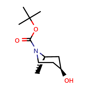 Chemical structure of tert-Butyl endo-3-hydroxy-6-azabicyclo[3.1.1]heptane-6-carboxylate , CAS 2982738-99-6, AChemBlock AD285021