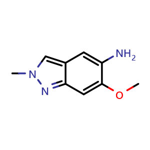 Chemical structure of 6-Methoxy-2-methyl-indazol-5-amine , CAS 1894790-78-3, AChemBlock AD285022