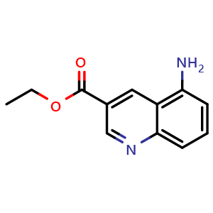 Chemical structure of Ethyl 5-aminoquinoline-3-carboxylate , CAS 1416440-22-6, AChemBlock AD285028