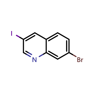 Chemical structure of 7-bromo-3-iodo-quinoline , CAS 1416440-61-3, AChemBlock AD285030