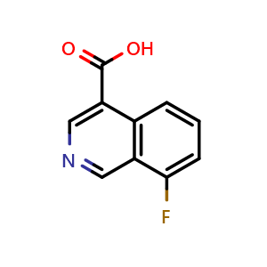 Chemical structure of 8-fluoroisoquinoline-4-carboxylic acid , CAS 1824276-14-3, AChemBlock AD285031
