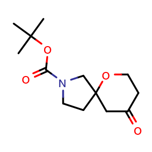Chemical structure of tert-Butyl 9-oxo-6-oxa-2-azaspiro[4.5]decane-2-carboxylate , CAS 1823813-56-4, AChemBlock AD285033