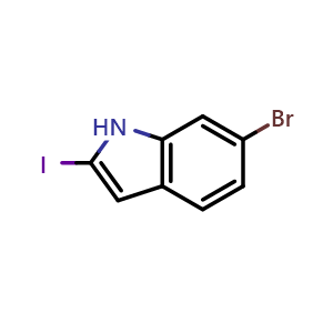 Chemical structure of 6-Bromo-2-iodo-1H-indole , CAS 1572177-89-9, AChemBlock AD285034