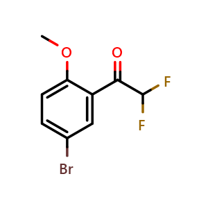 Chemical structure of 1-(5-bromo-2-methoxy-phenyl)-2,2-difluoro-ethanone , CAS 1692193-01-3, AChemBlock AD285036