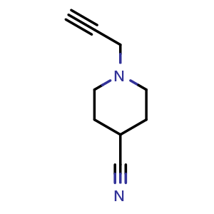 Chemical structure of 1-prop-2-ynylpiperidine-4-carbonitrile , CAS 1344240-52-3, AChemBlock AD285037