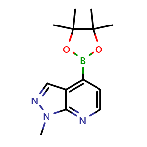 Chemical structure of 1-methyl-4-(4,4,5,5-tetramethyl-1,3,2-dioxaborolan-2-yl)pyrazolo[3,4-b]pyridine , CAS 2628351-55-1, AChemBlock AD285042