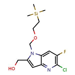 Chemical structure of [5-Chloro-6-fluoro-1-(2-trimethylsilylethoxymethyl)pyrrolo[3,2-b]pyridin-2-yl]methanol , CAS 2918815-56-0, AChemBlock AD285043