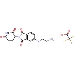 Chemical structure of 5-((2-aminoethyl)amino)-2-(2,6-dioxopiperidin-3-yl)isoindoline-1,3-dione trifluoroacetate , CAS 2307476-93-1, AChemBlock AD285049