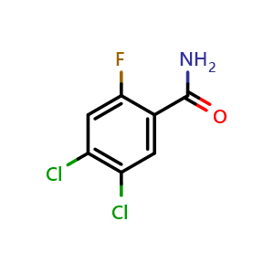 Chemical structure of 4,5-dichloro-2-fluorobenzamide , CAS 1803820-58-7, AChemBlock AD285053