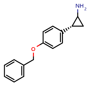 Chemical structure of (2R)-2-(4-(benzyloxy)phenyl)cyclopropan-1-amine , CAS 1221595-65-8, AChemBlock AD285061