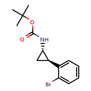 Chemical structure of tert-butyl ((1S,2R)-2-(2-bromophenyl)cyclopropyl)carbamate , CAS 2244177-52-2, AChemBlock AD285065