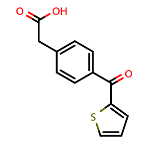 Chemical structure of 2-(4-(thiophene-2-carbonyl)phenyl)acetic acid , CAS 52779-90-5, AChemBlock AD285073