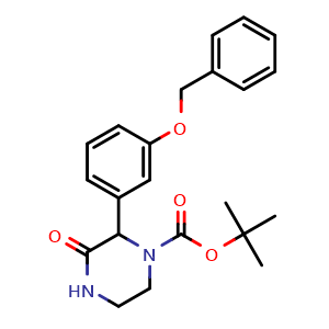 Chemical structure of tert-Butyl 2-(3-(benzyloxy)phenyl)-3-oxopiperazine-1-carboxylate , CAS 2959497-86-8, AChemBlock AD285081