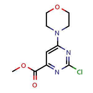 Chemical structure of methyl 2-chloro-6-morpholinopyrimidine-4-carboxylate , CAS 107973-01-3, AChemBlock AD285087