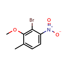 Chemical structure of 2-bromo-3-methoxy-4-methyl-1-nitrobenzene , CAS 1805597-50-5, AChemBlock AD285094