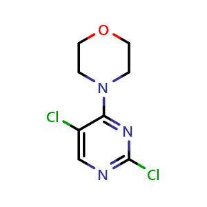Chemical structure of 4-(2,5-dichloropyrimidin-4-yl)morpholine , CAS 1215126-57-0, AChemBlock AD285101