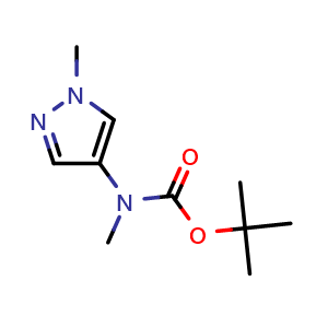 Chemical structure of tert-butyl methyl(1-methyl-1H-pyrazol-4-yl)carbamate , CAS 1472659-84-9, AChemBlock AD285107