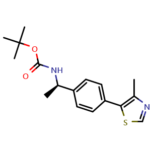 Chemical structure of tert-butyl (R)-(1-(4-(4-methylthiazol-5-yl)phenyl)ethyl)carbamate , CAS 2521020-27-7, AChemBlock AD285121