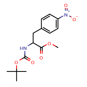 Chemical structure of Methyl 2-((tert-Butoxycarbonyl)amino)-3-(4-nitrophenyl)propanoate , CAS 180146-29-6, AChemBlock AD285125