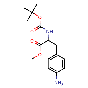Chemical structure of Methyl 3-(4-aminophenyl)-2-((tert-butoxycarbonyl)amino)propanoate , CAS 180146-30-9, AChemBlock AD285126