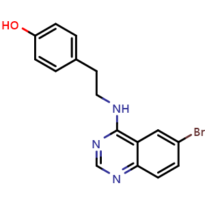 Chemical structure of 4-(2-((6-bromoquinazolin-4-yl)amino)ethyl)phenol , CAS 1135238-69-5, AChemBlock AD285131