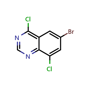 Chemical structure of 6-bromo-4,8-dichloroquinazoline , CAS 100949-31-3, AChemBlock AD285132