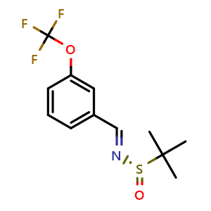 Chemical structure of (S,E)-2-methyl-N-(3-(trifluoromethoxy)benzylidene)propane-2-sulfinamide , CAS 1426423-58-6, AChemBlock AD285133