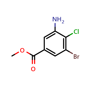 Chemical structure of methyl 3-amino-5-bromo-4-chlorobenzoate , CAS 1541253-53-5, AChemBlock AD285137