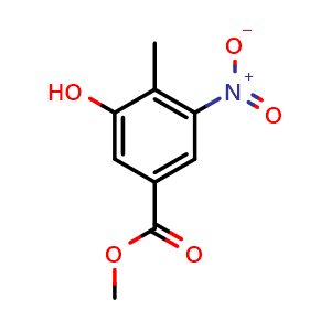 Chemical structure of methyl 3-hydroxy-4-methyl-5-nitrobenzoate , CAS 125229-13-2, AChemBlock AD285140