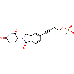 Chemical structure of 4-(2-(2,6-dioxopiperidin-3-yl)-1-oxoisoindolin-5-yl)but-3-yn-1-yl methanesulfonate , CAS 2727154-12-1, AChemBlock AD285145