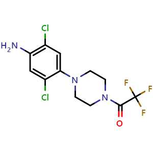 Chemical structure of 1-(4-(4-amino-2,5-dichlorophenyl)piperazin-1-yl)-2,2,2-trifluoroethan-1-one , CAS 2837986-38-4, AChemBlock AD285150