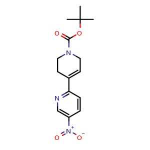Chemical structure of tert-butyl 5-nitro-3',6'-dihydro-[2,4'-bipyridine]-1'(2'H)-carboxylate , CAS 885693-47-0, AChemBlock AD285161