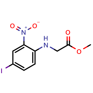 Chemical structure of methyl (4-iodo-2-nitrophenyl)glycinate , CAS 1486661-79-3, AChemBlock AD285181