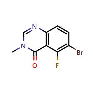 Chemical structure of 6-bromo-5-fluoro-3-methylquinazolin-4(3H)-one , CAS 2719667-26-0, AChemBlock AD285182