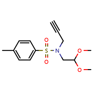 Chemical structure of N-(2,2-dimethoxyethyl)-4-methyl-N-(prop-2-yn-1-yl)benzenesulfonamide , CAS 317842-43-6, AChemBlock AD285187