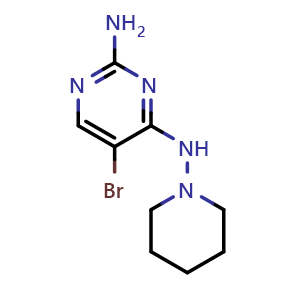 Chemical structure of 5-bromo-N4-(piperidin-1-yl)pyrimidine-2,4-diamine , CAS 1551401-90-1, AChemBlock AD285190